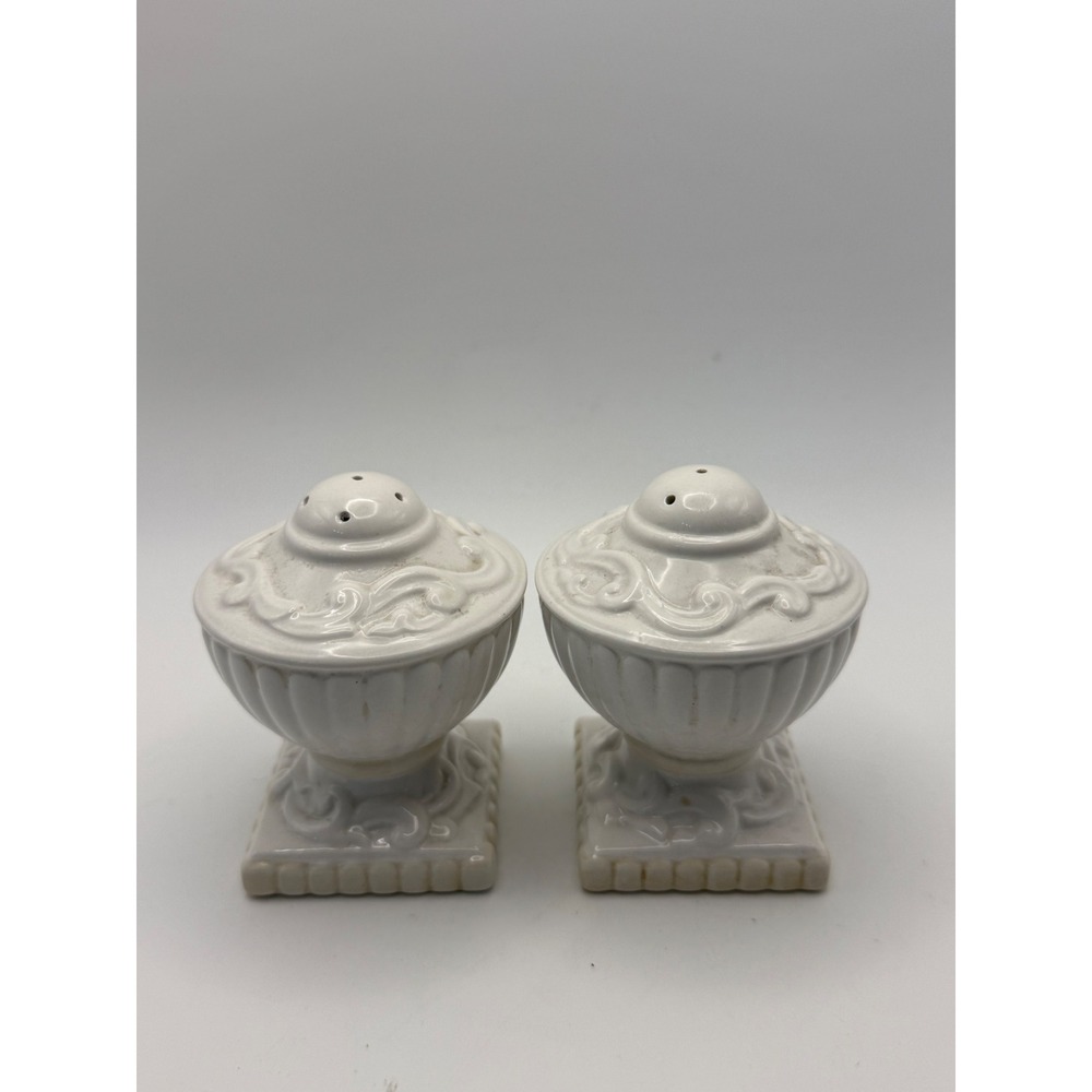 Vtg Lenox Butlers Pantry Salt & Pepper Shakers Neoclassical Urn Scroll Pedestal